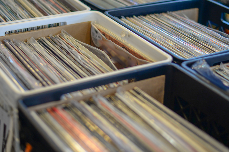 Records stored in crates